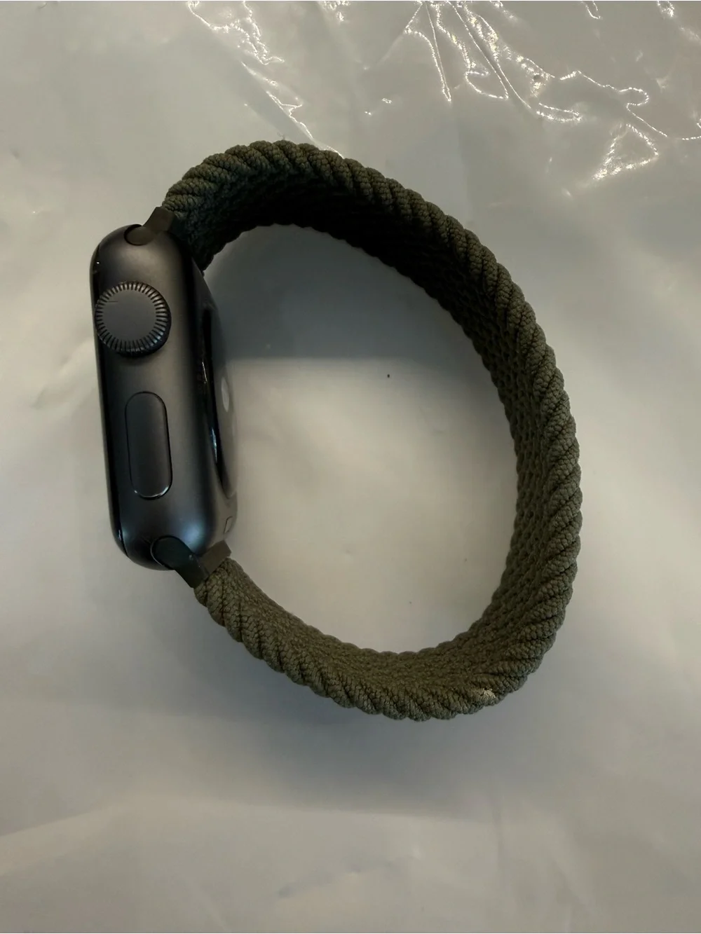 Apple Watch Series 3 38mm aluminum with olive green braided wrist band